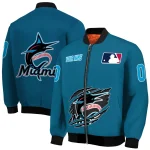 personalized miami marlins claw gash blue bomber jacket best selling