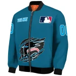 personalized miami marlins claw gash blue bomber jacket best selling