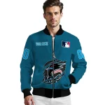 personalized miami marlins claw gash blue bomber jacket best selling