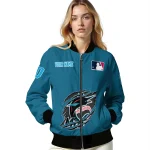 personalized miami marlins claw gash blue bomber jacket best selling
