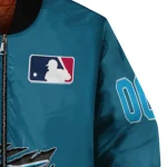 personalized miami marlins claw gash blue bomber jacket best selling