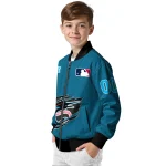 personalized miami marlins claw gash blue bomber jacket best selling