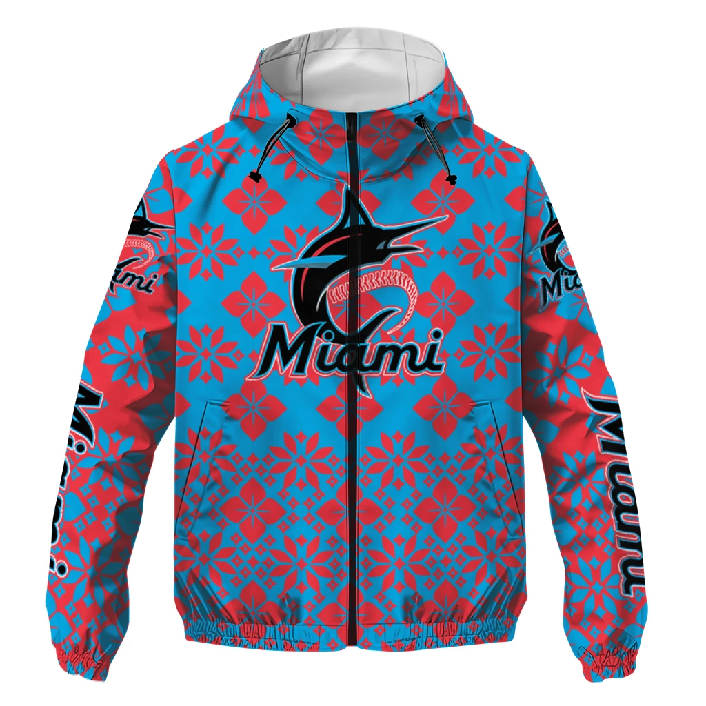 personalized miami marlins geometric blossom blue windbreaker jacket best selling personalized miami marlins geometric blossom blue windbreaker jacket best selling