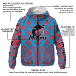 personalized miami marlins geometric blossom blue windbreaker jacket best selling