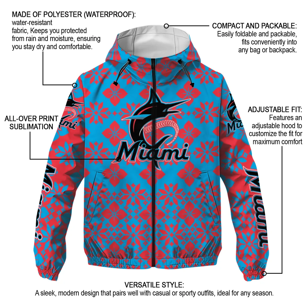 personalized miami marlins geometric blossom blue windbreaker jacket new arrival personalized miami marlins geometric blossom blue windbreaker jacket new arrival