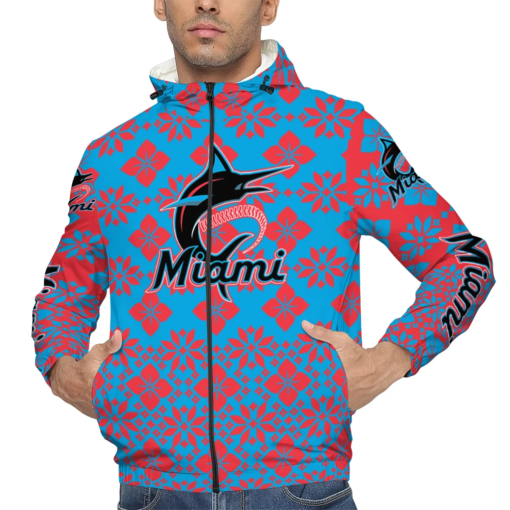 personalized miami marlins geometric blossom blue windbreaker jacket top rated personalized miami marlins geometric blossom blue windbreaker jacket top rated
