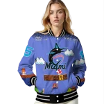 personalized miami marlins mario blocks blue black varsity jacket best selling