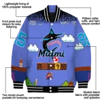 personalized miami marlins mario blocks blue black varsity jacket best selling