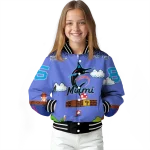 personalized miami marlins mario blocks blue black varsity jacket best selling