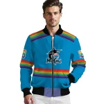 personalized miami marlins rainbow jersey number blue bomber jacket best selling