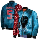 personalized miami marlins skull cluster blue bomber jacket best selling