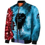 personalized miami marlins skull cluster blue bomber jacket best selling