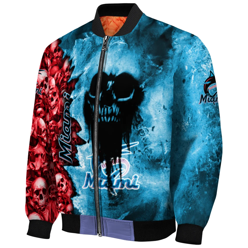 personalized miami marlins skull cluster blue bomber jacket fashion forward personalized miami marlins skull cluster blue bomber jacket fashion forward