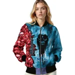 personalized miami marlins skull cluster blue bomber jacket best selling