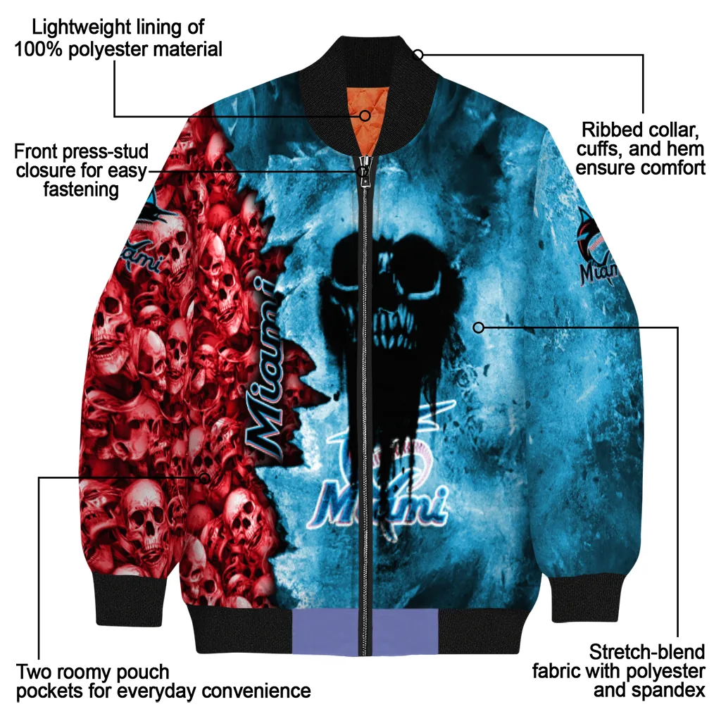 personalized miami marlins skull cluster blue bomber jacket new arrival personalized miami marlins skull cluster blue bomber jacket new arrival