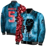 personalized miami marlins skull cluster blue varsity jacket best selling