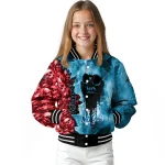 personalized miami marlins skull cluster blue varsity jacket best selling