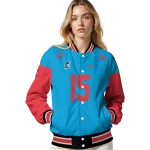 personalized miami marlins team patch blue varsity jacket best selling