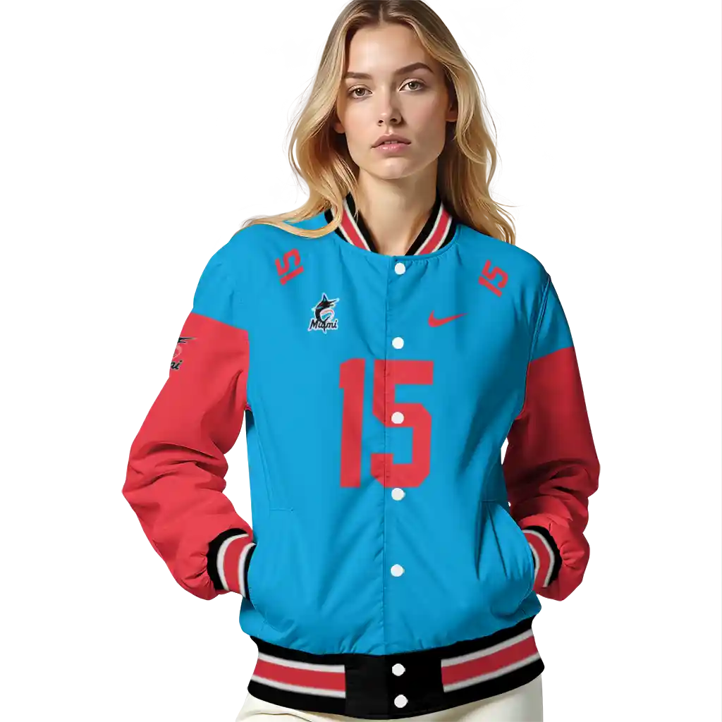 personalized miami marlins team patch blue varsity jacket latest model personalized miami marlins team patch blue varsity jacket latest model