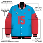 personalized miami marlins team patch blue varsity jacket best selling