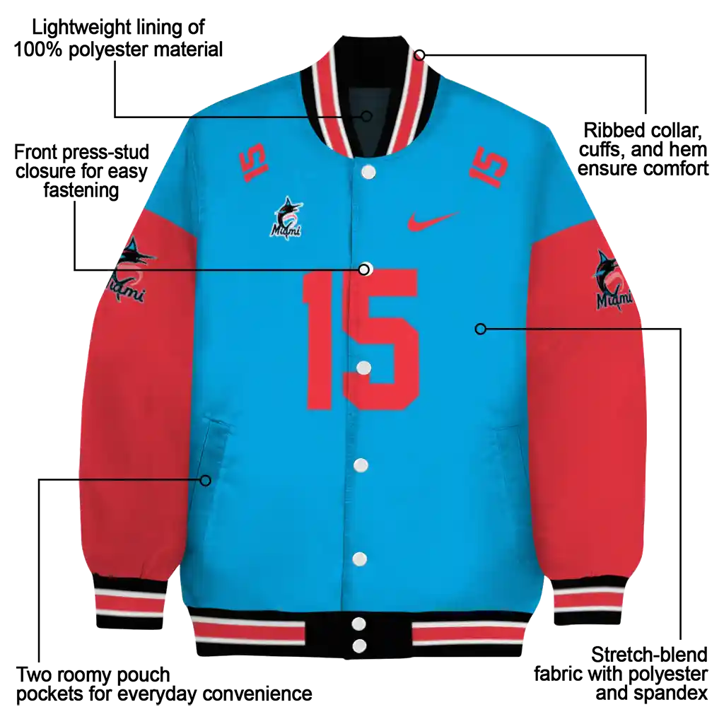 personalized miami marlins team patch blue varsity jacket new arrival personalized miami marlins team patch blue varsity jacket new arrival