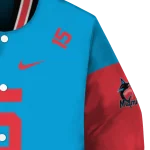 personalized miami marlins team patch blue varsity jacket best selling
