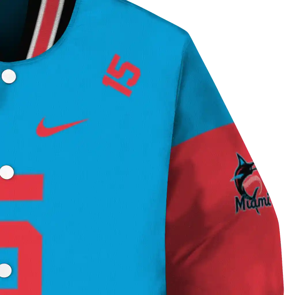 personalized miami marlins team patch blue varsity jacket premium grade personalized miami marlins team patch blue varsity jacket premium grade