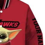 personalized miami redhawks adorable yoda red black varsity jacket best selling