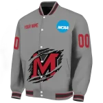 personalized miami redhawks feral slash grey varsity jacket best selling