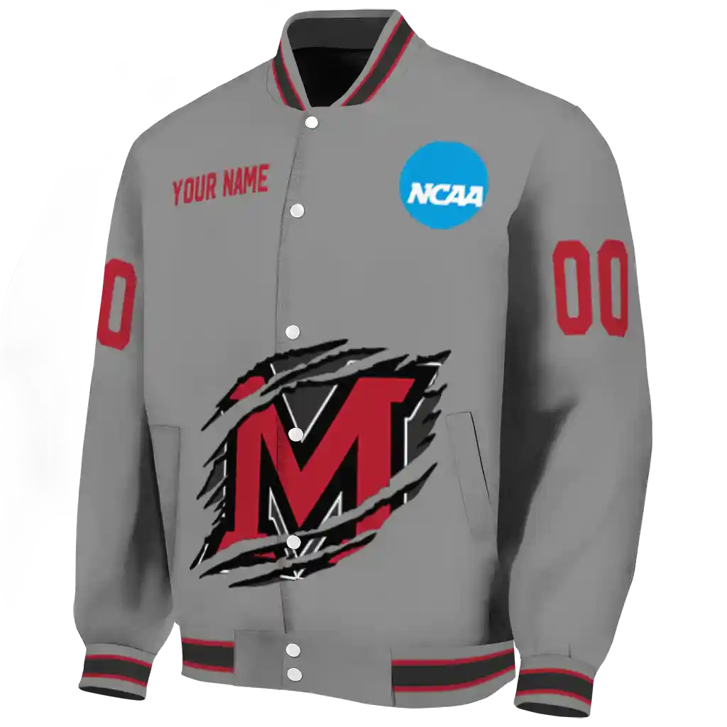 personalized miami redhawks feral slash grey varsity jacket best selling personalized miami redhawks feral slash grey varsity jacket best selling