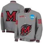personalized miami redhawks feral slash grey varsity jacket best selling