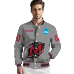 personalized miami redhawks feral slash grey varsity jacket best selling