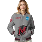personalized miami redhawks feral slash grey varsity jacket best selling