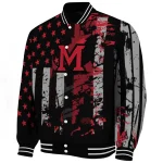 personalized miami redhawks star stripes red black varsity jacket best selling