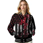 personalized miami redhawks star stripes red black varsity jacket best selling