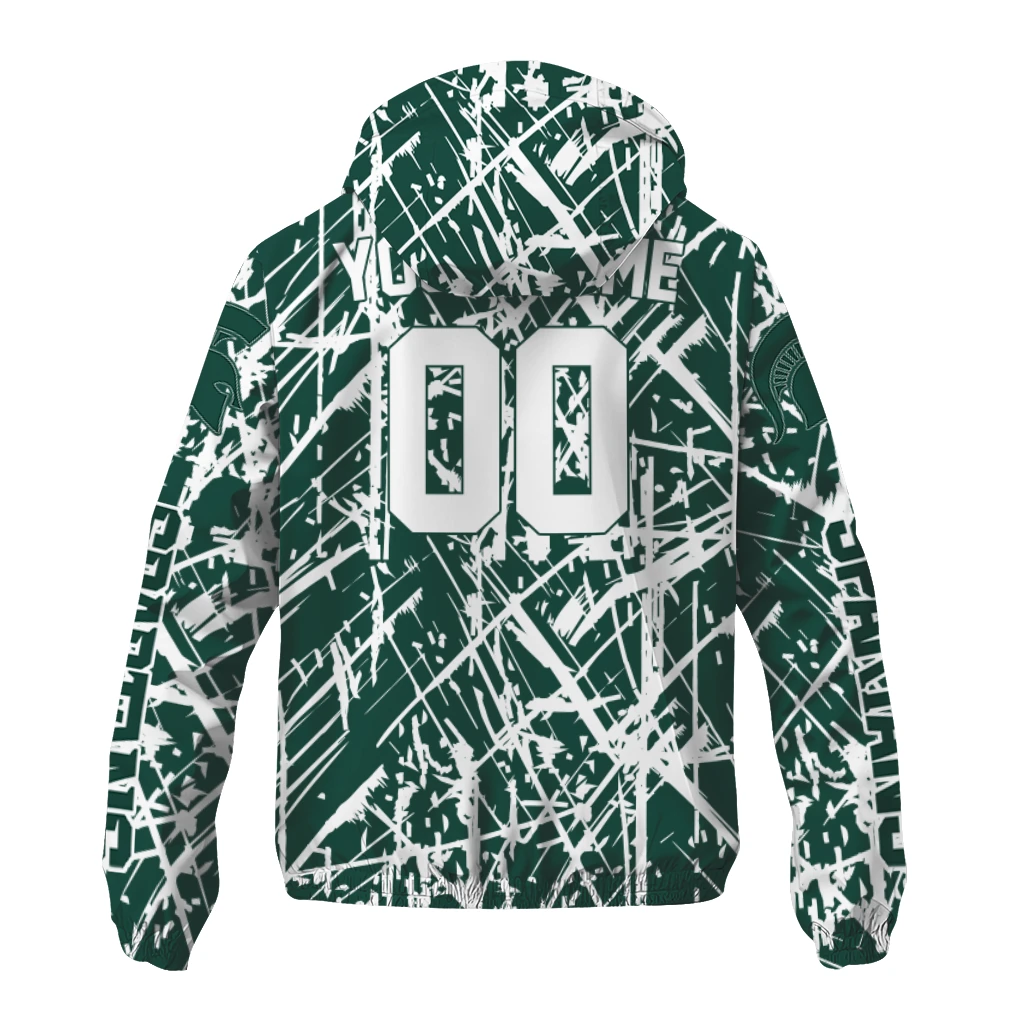 personalized michigan state spartans brushstroke pattern green windbreaker jacket fashion forward personalized michigan state spartans brushstroke pattern green windbreaker jacket fashion forward