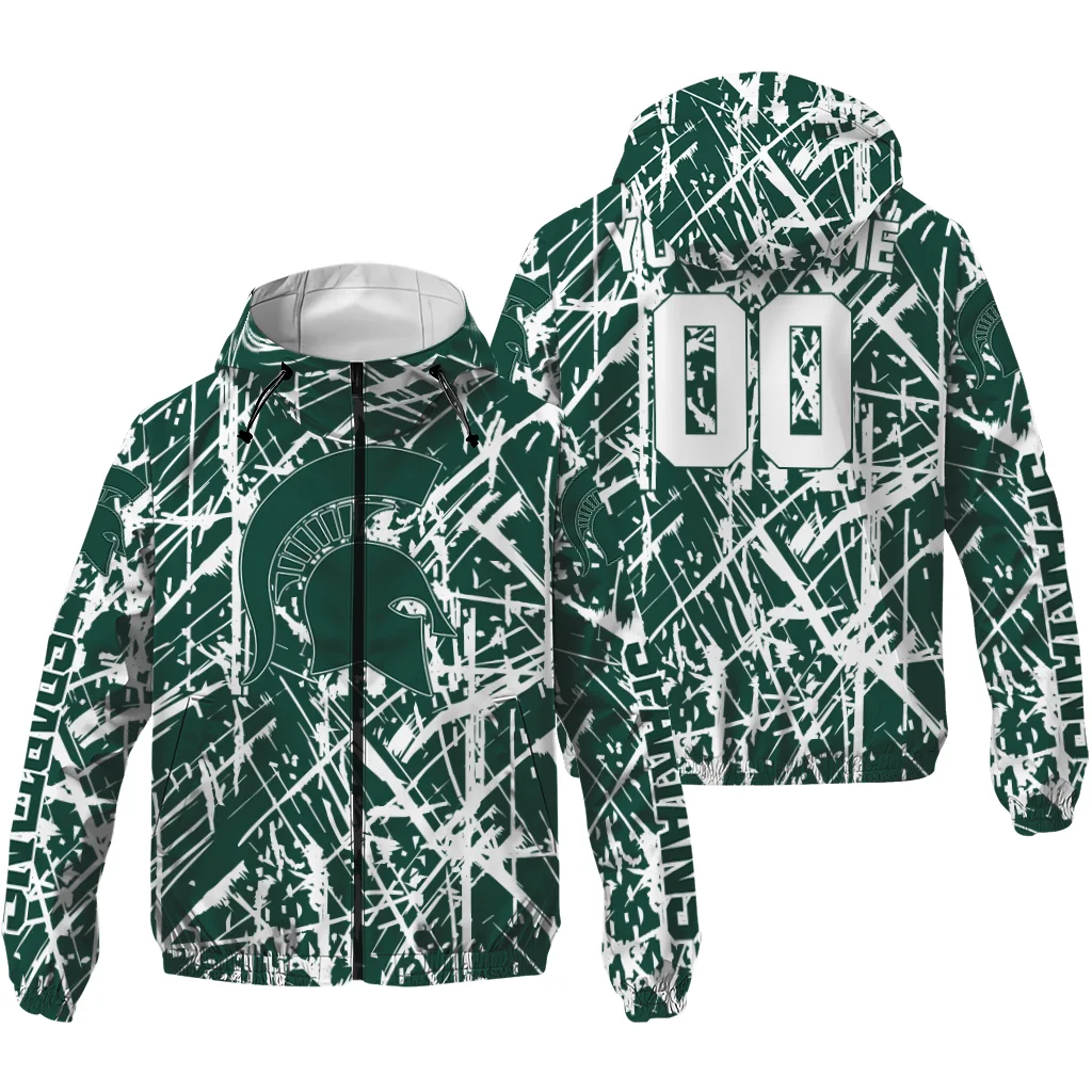 personalized michigan state spartans brushstroke pattern green windbreaker jacket high quality personalized michigan state spartans brushstroke pattern green windbreaker jacket high quality