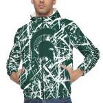personalized michigan state spartans brushstroke pattern green windbreaker jacket best selling