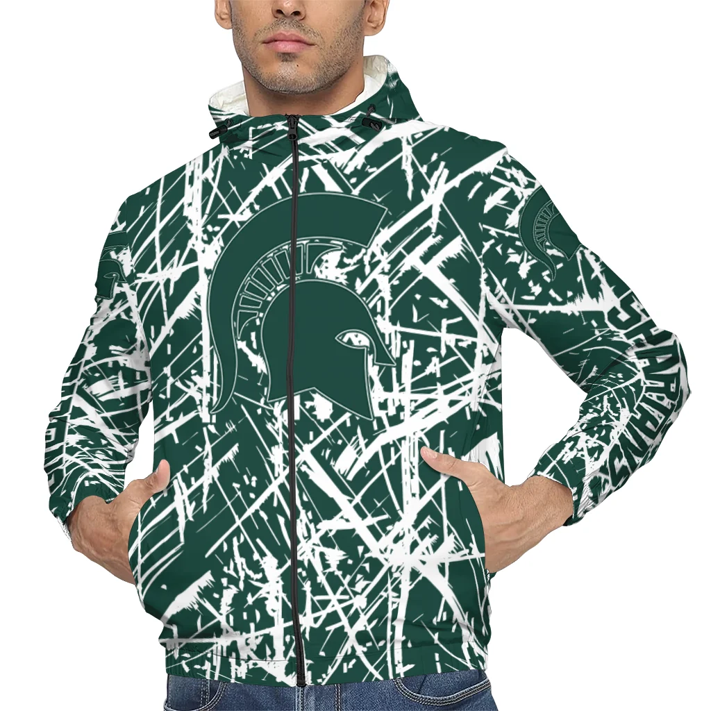 personalized michigan state spartans brushstroke pattern green windbreaker jacket top rated personalized michigan state spartans brushstroke pattern green windbreaker jacket top rated