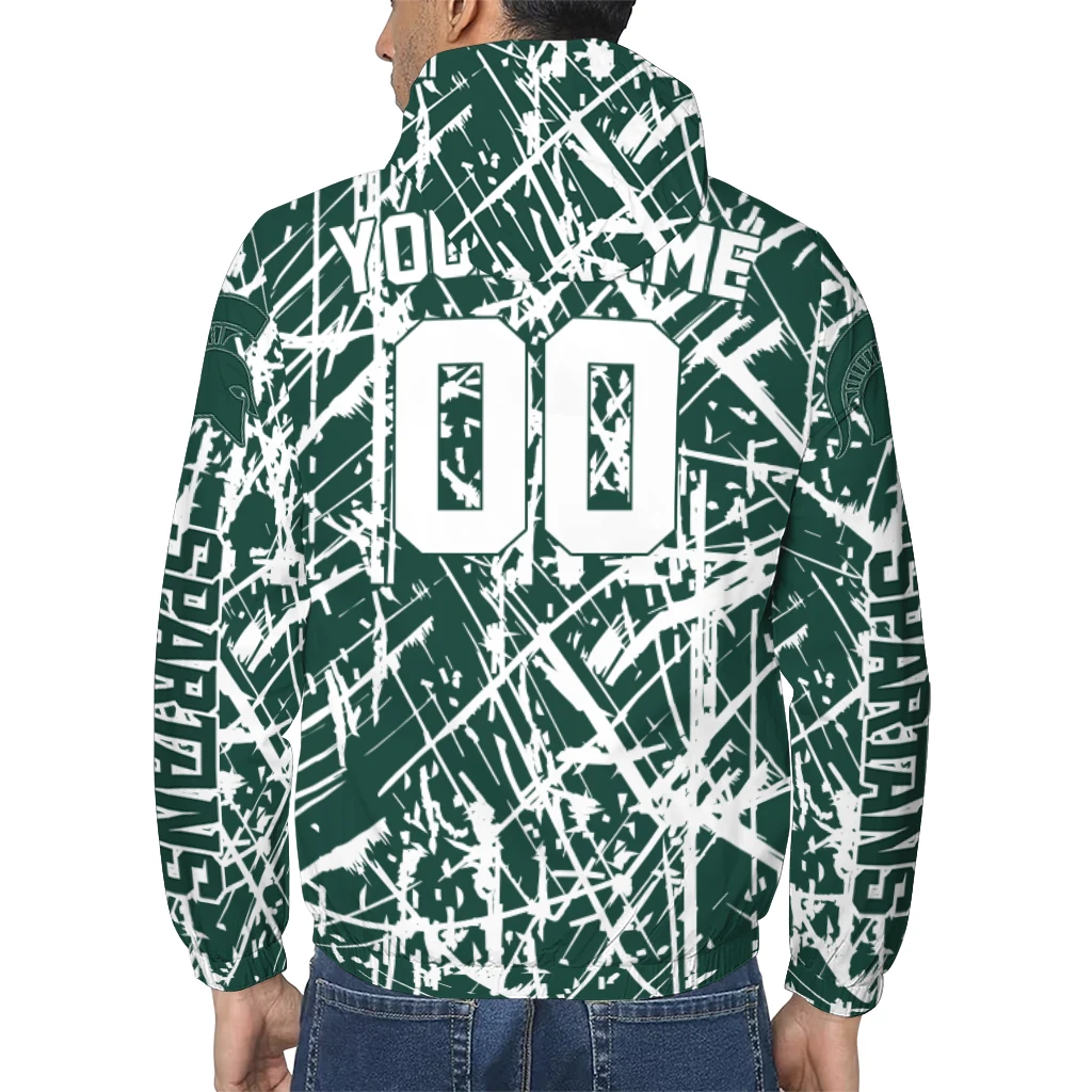 personalized michigan state spartans brushstroke pattern green windbreaker jacket trendy personalized michigan state spartans brushstroke pattern green windbreaker jacket trendy