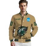 personalized michigan state spartans claw effect beige varsity jacket best selling