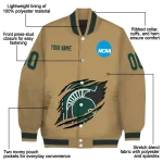 personalized michigan state spartans claw effect beige varsity jacket best selling