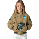 personalized michigan state spartans claw effect beige varsity jacket best selling