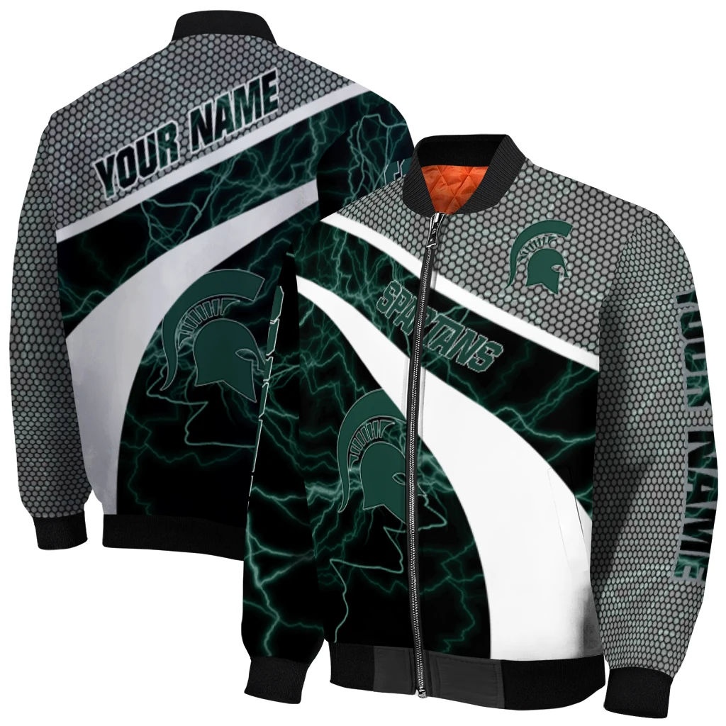 personalized michigan state spartans electric flash green bomber jacket best selling personalized michigan state spartans electric flash green bomber jacket best selling