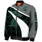 personalized michigan state spartans electric flash green bomber jacket best selling