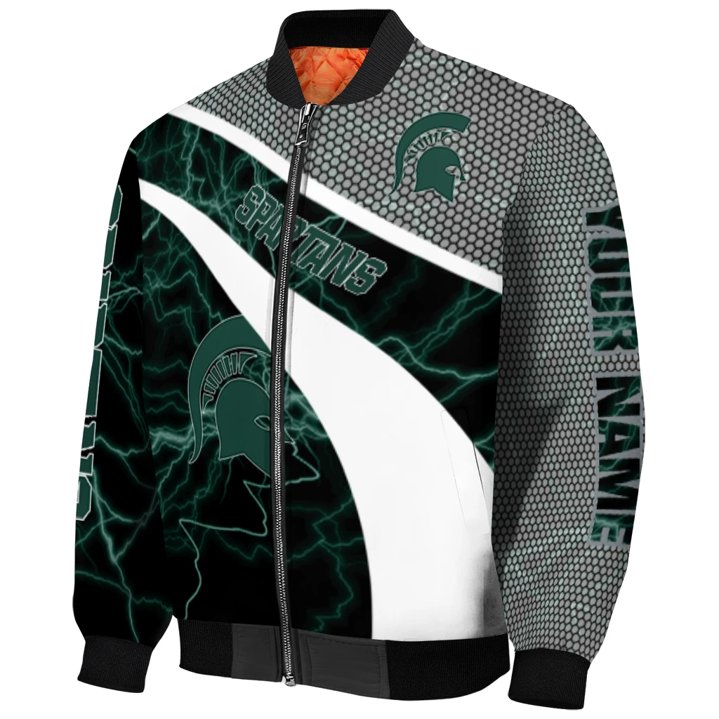 personalized michigan state spartans electric flash green bomber jacket fashion forward personalized michigan state spartans electric flash green bomber jacket fashion forward