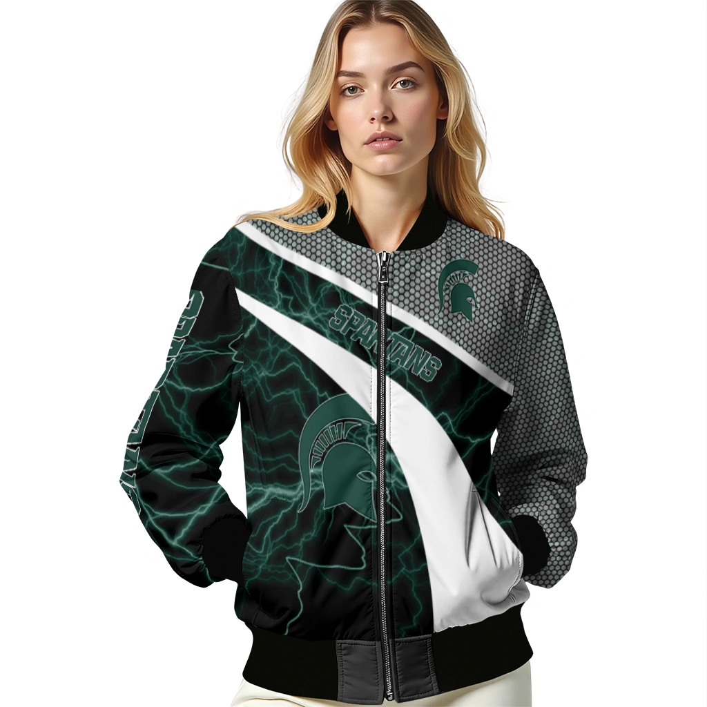 personalized michigan state spartans electric flash green bomber jacket latest model personalized michigan state spartans electric flash green bomber jacket latest model