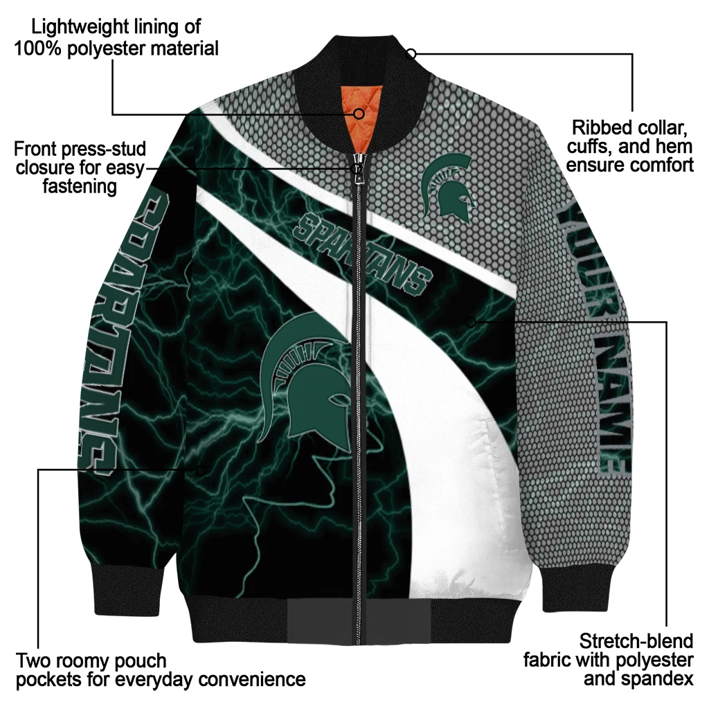personalized michigan state spartans electric flash green bomber jacket new arrival personalized michigan state spartans electric flash green bomber jacket new arrival