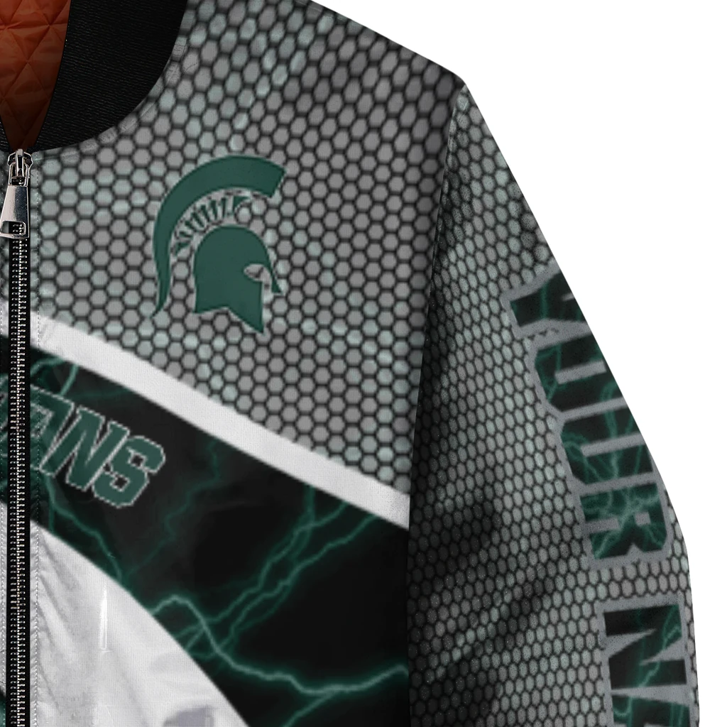 personalized michigan state spartans electric flash green bomber jacket premium grade personalized michigan state spartans electric flash green bomber jacket premium grade