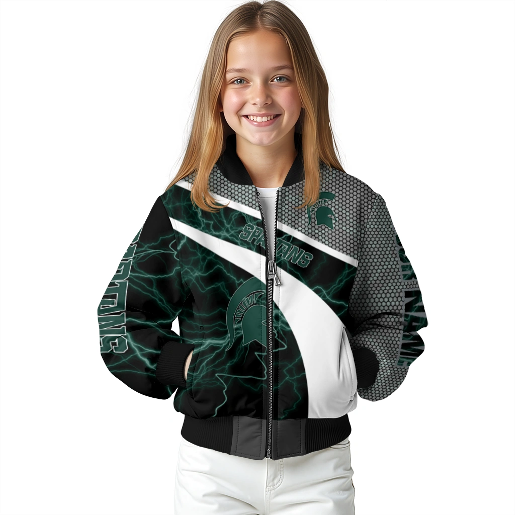 personalized michigan state spartans electric flash green bomber jacket top rated personalized michigan state spartans electric flash green bomber jacket top rated